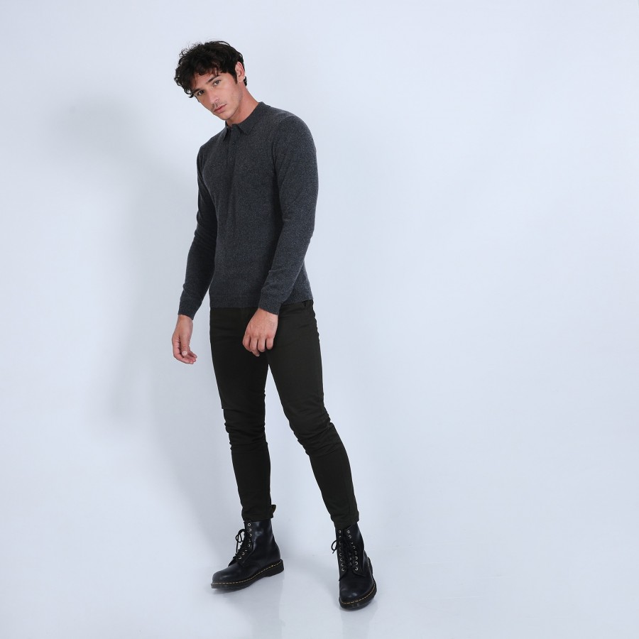 Jumper with polo collar in cashmere - Emerson