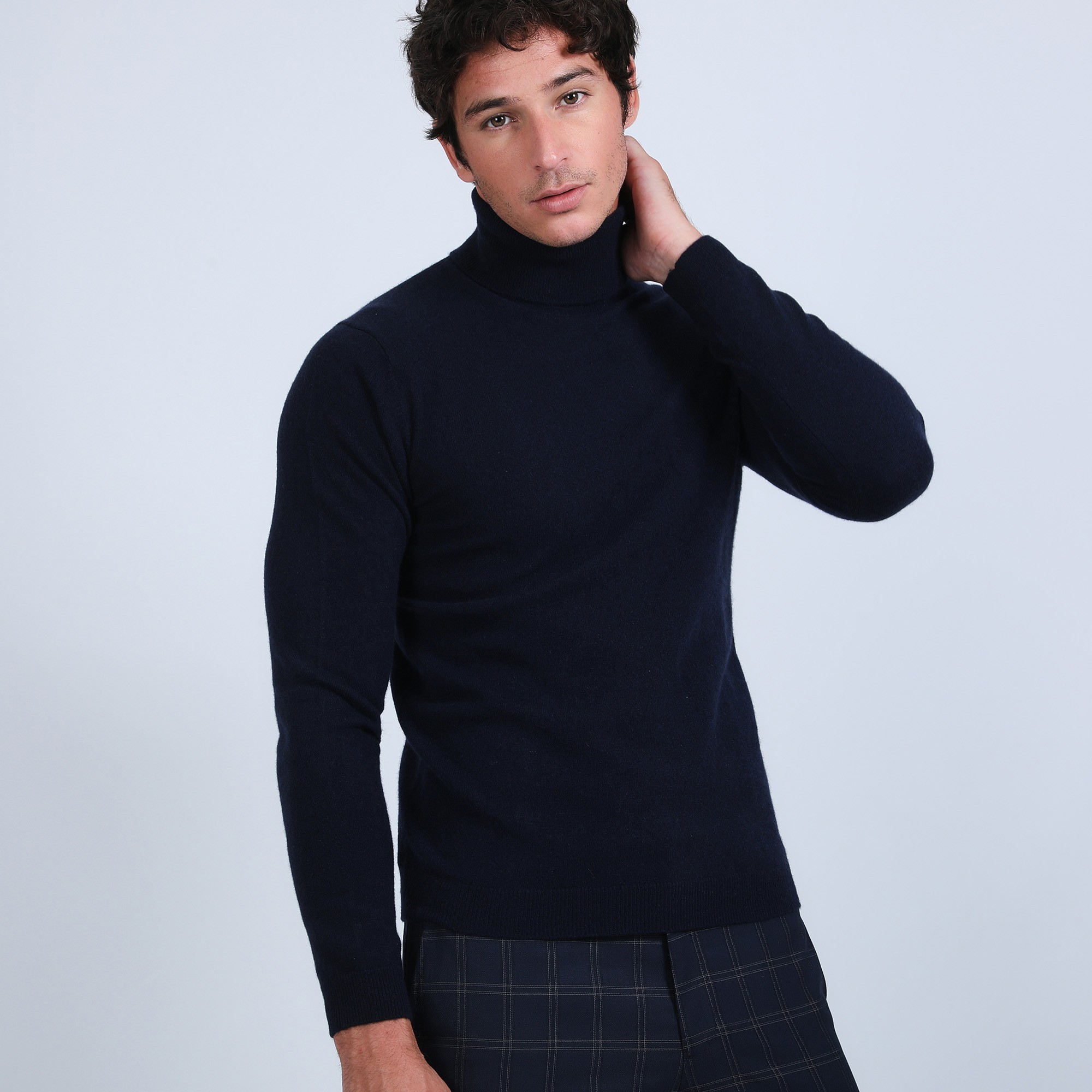 Pull col roulé en cachemire - Bruno 6640 marine - 05 bleu marine