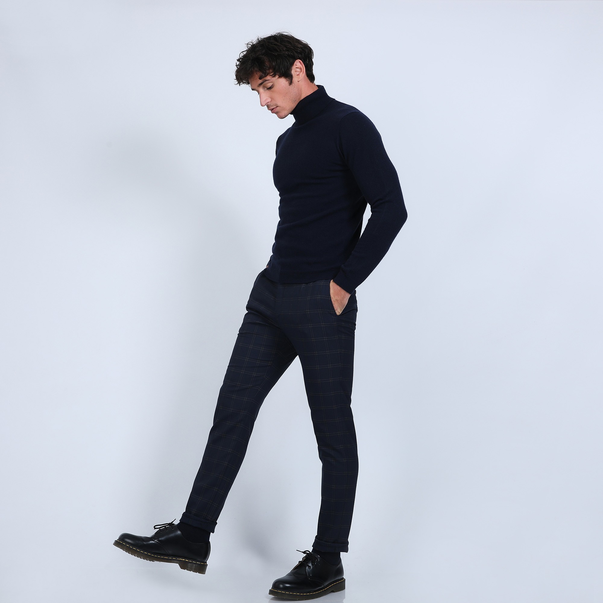 Pull col roulé en cachemire - Bruno 6640 marine - 05 bleu marine