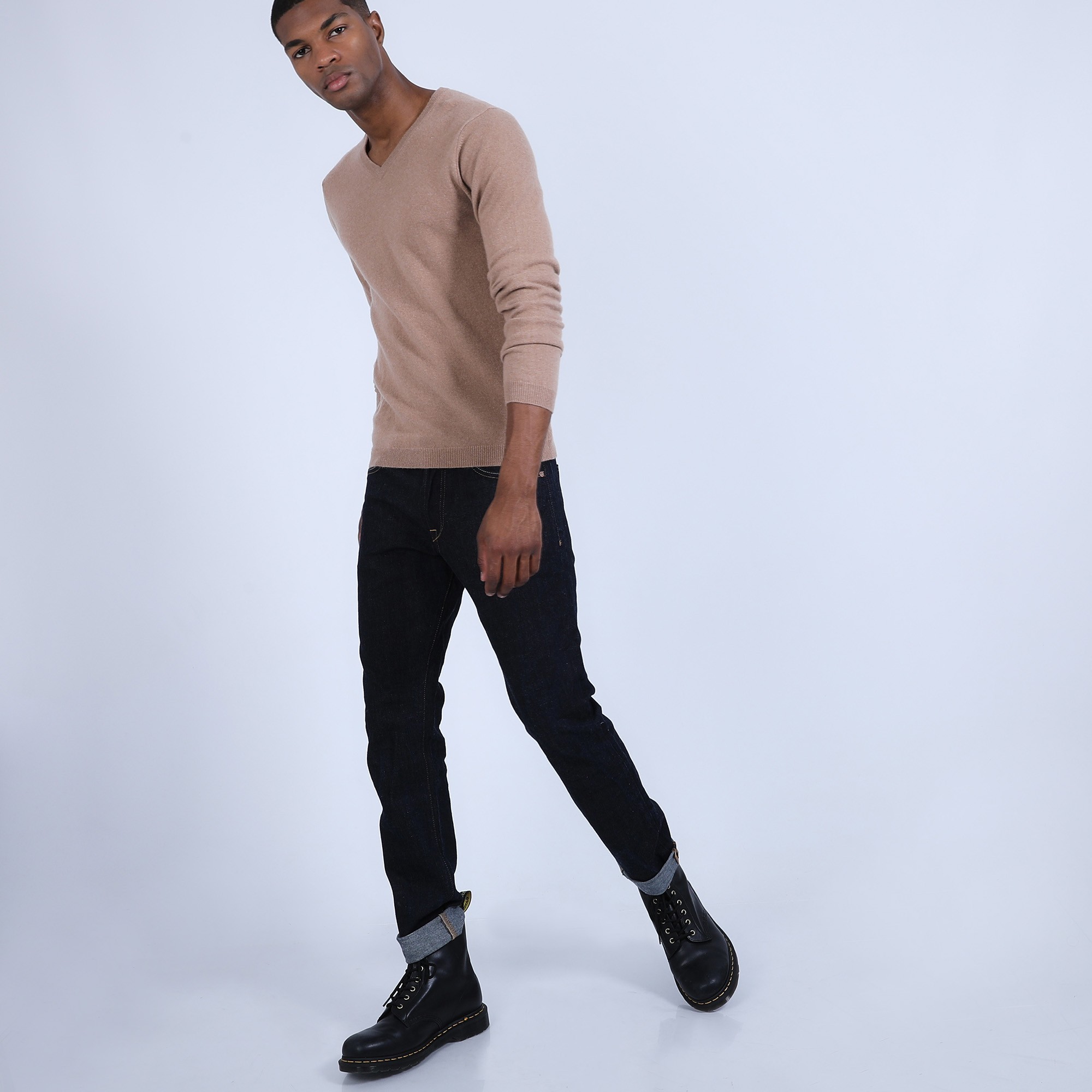 Pull col V en cachemire - Benjamin 6630 camel - 88 camel