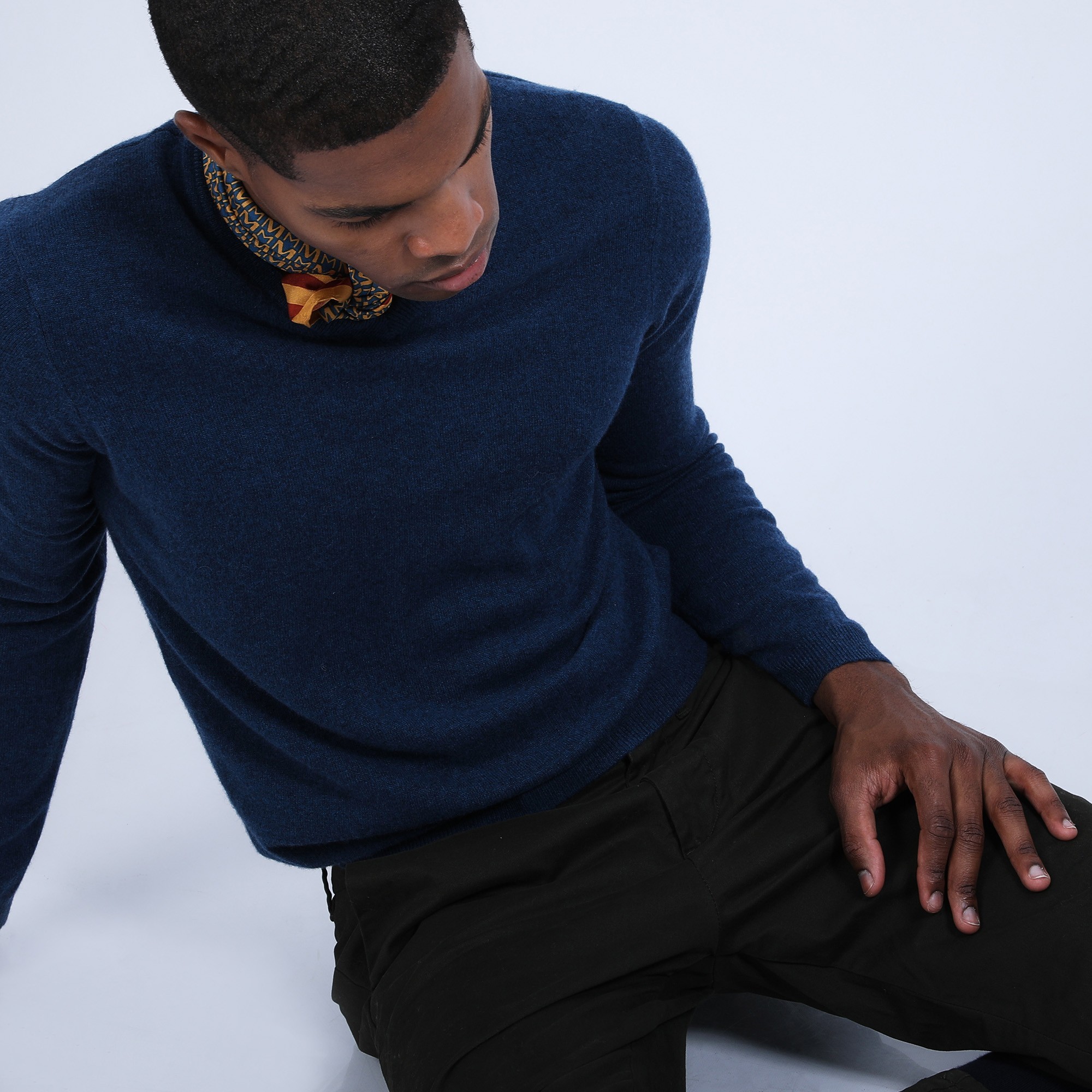 Pull col V en cachemire - Benjamin 6641 crique - 03 bleu foncé