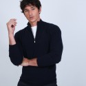 Pull col zippé en cachemire 2 fils - Blaise 6640 marine - 05 bleu marine