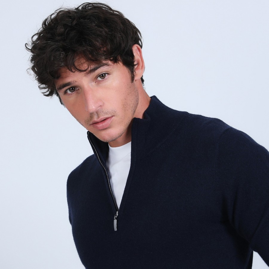 Cashmere zip-up 2-ply jumper - Emile