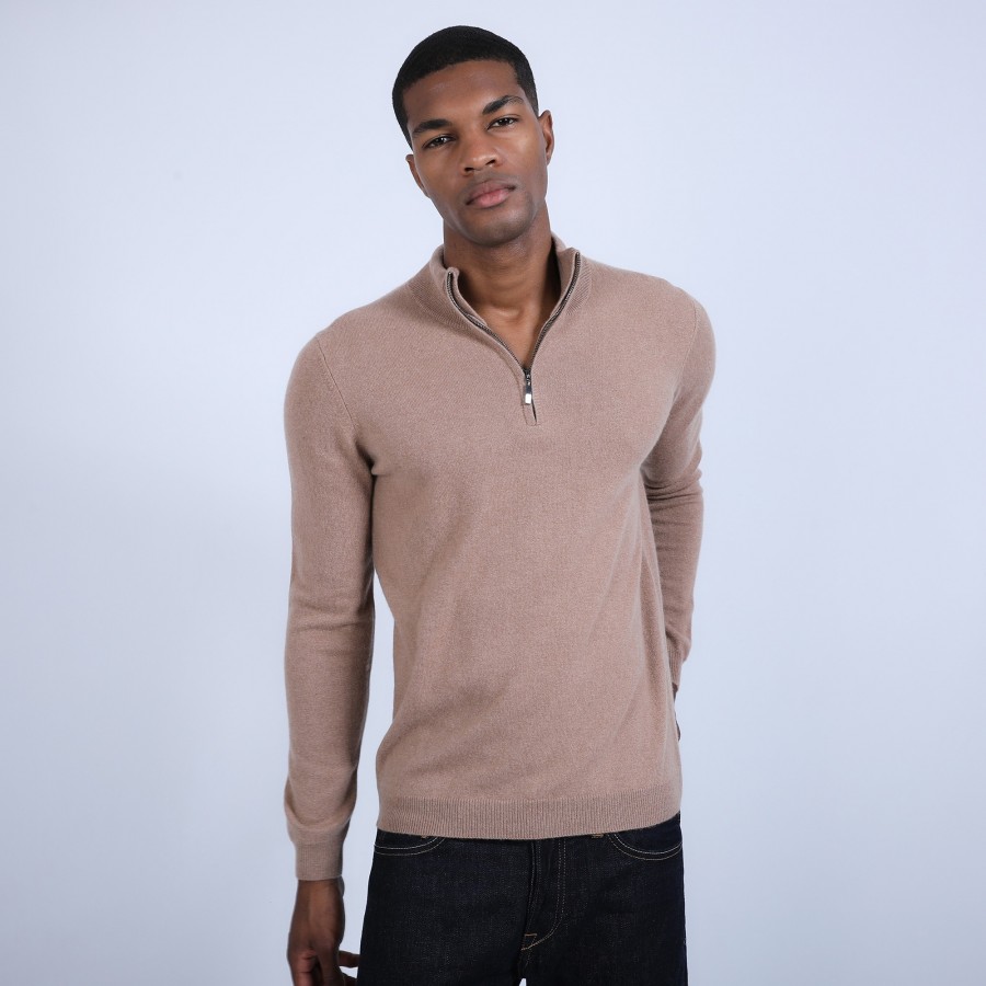 Pull col zippé en cachemire 2 fils - Emile