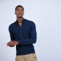 Pull col zippé en cachemire 2 fils - Blaise 6641 crique - 03 bleu foncé