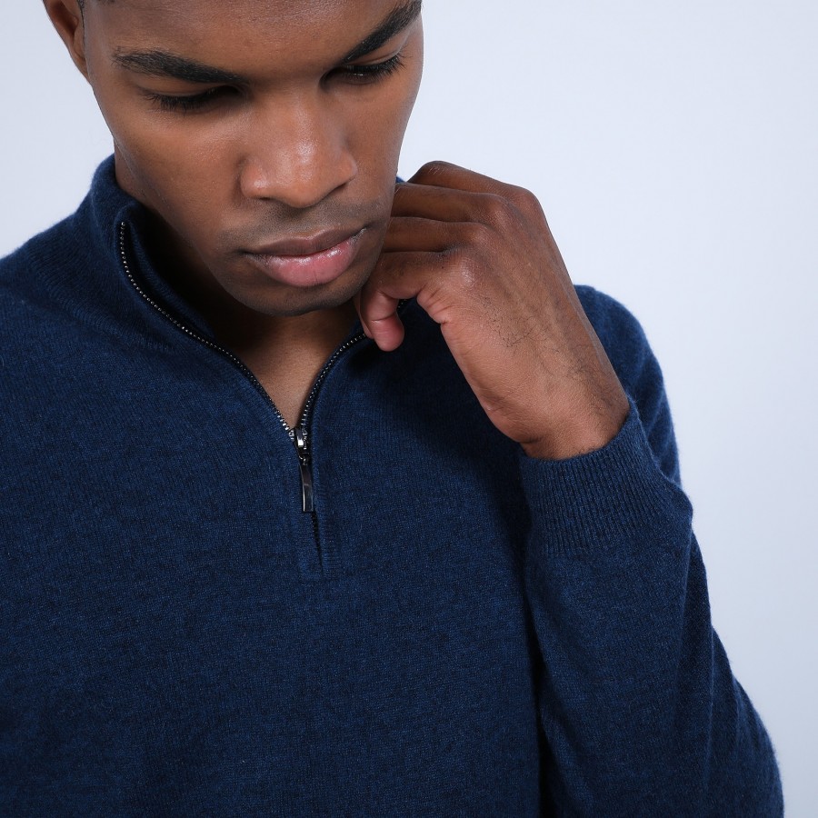 Pull col zippé en cachemire 2 fils - Emile