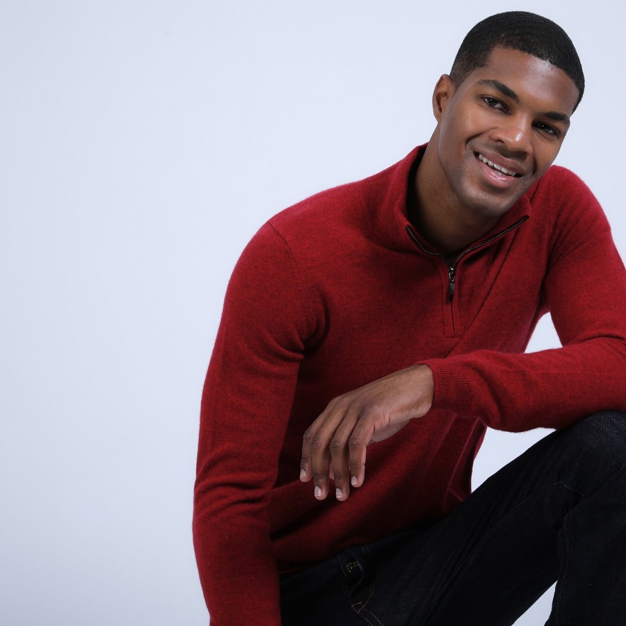 Cashmere zip-up 2-ply jumper - Emile