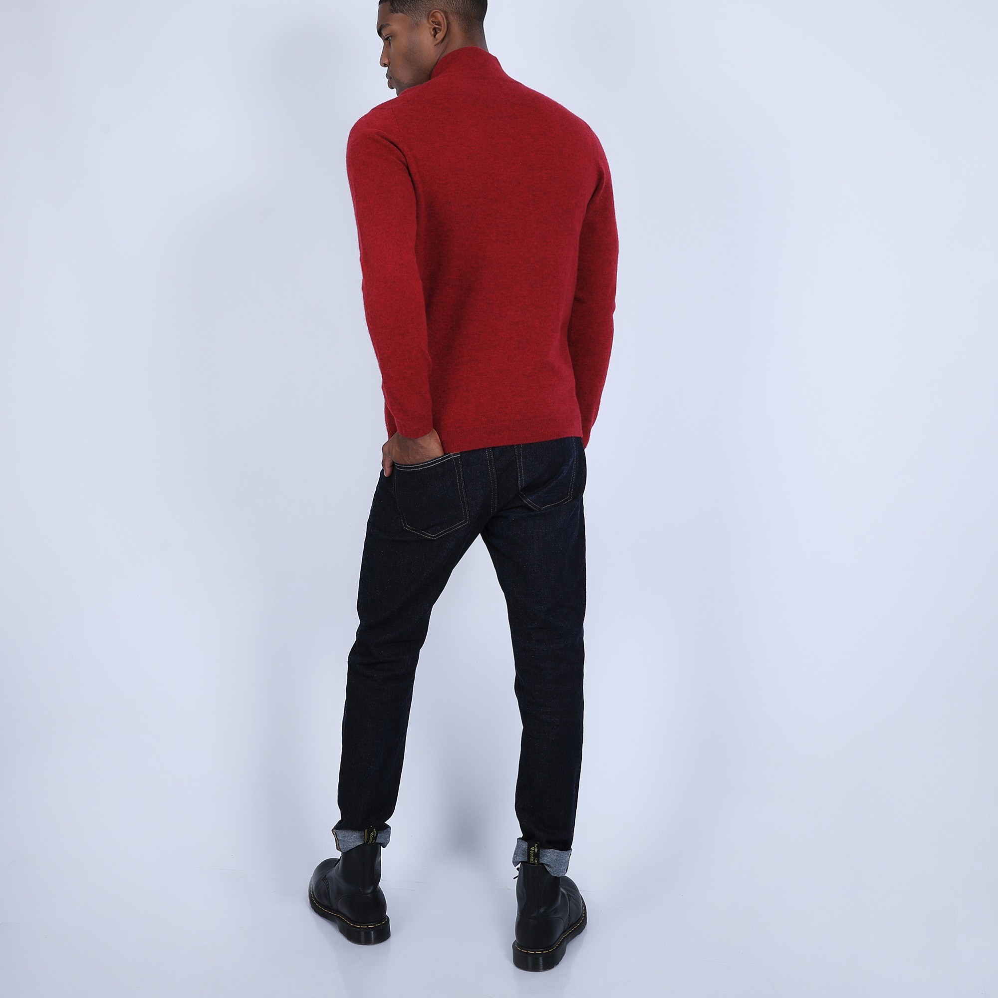 Pull col zippé en cachemire 2 fils - Blaise 6681 rouge - 20 rouge foncé