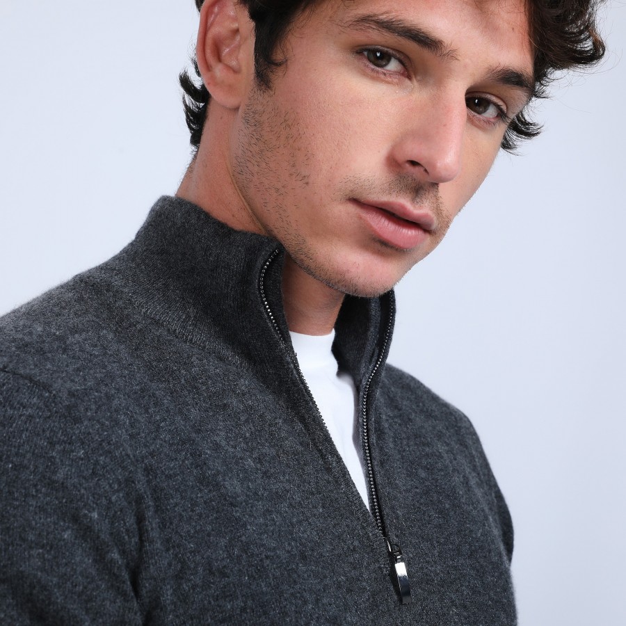 Cashmere zip-up 2-ply jumper - Emile