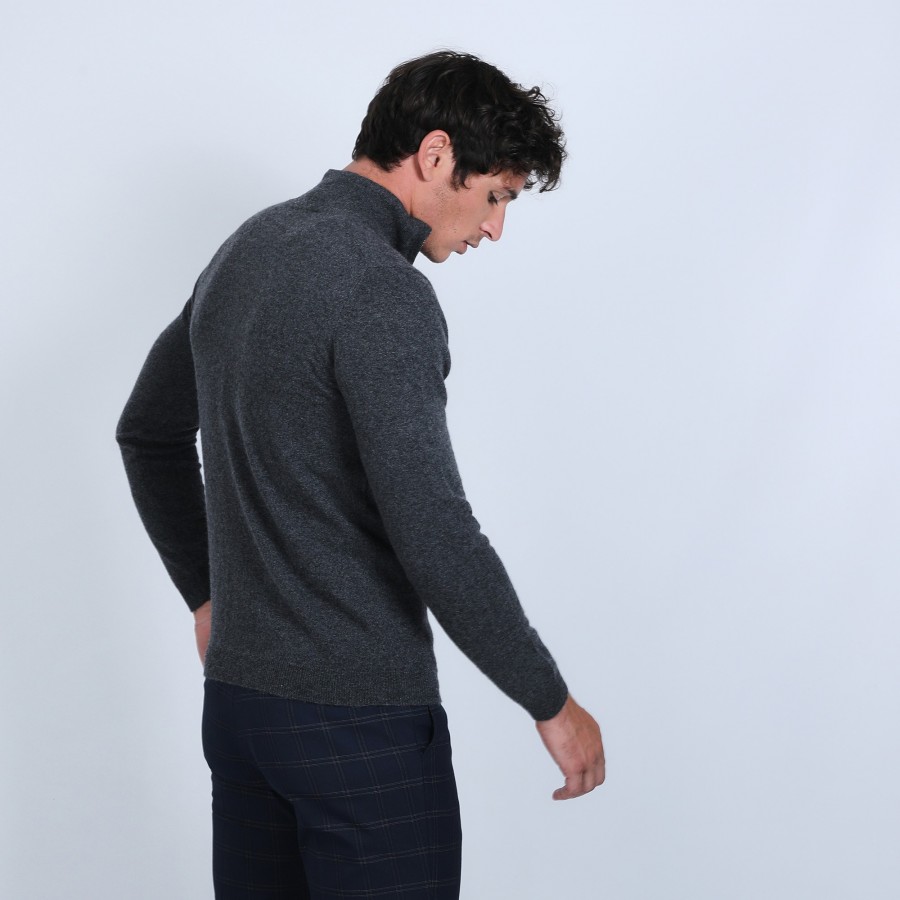 Pull col zippé en cachemire 2 fils - Emile