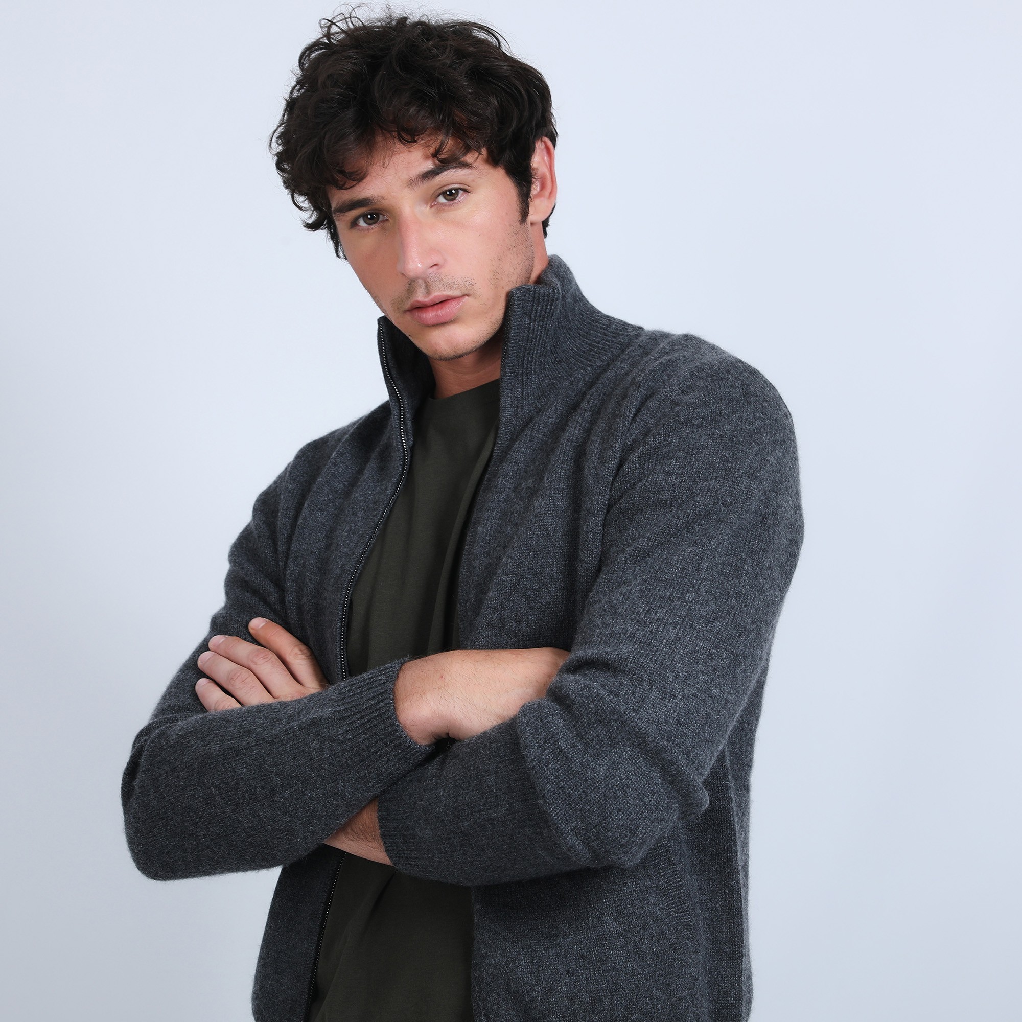 Gilet zippé en cachemire 4 fils - Balthazar 6611 gris anthracite - 10 gris foncé
