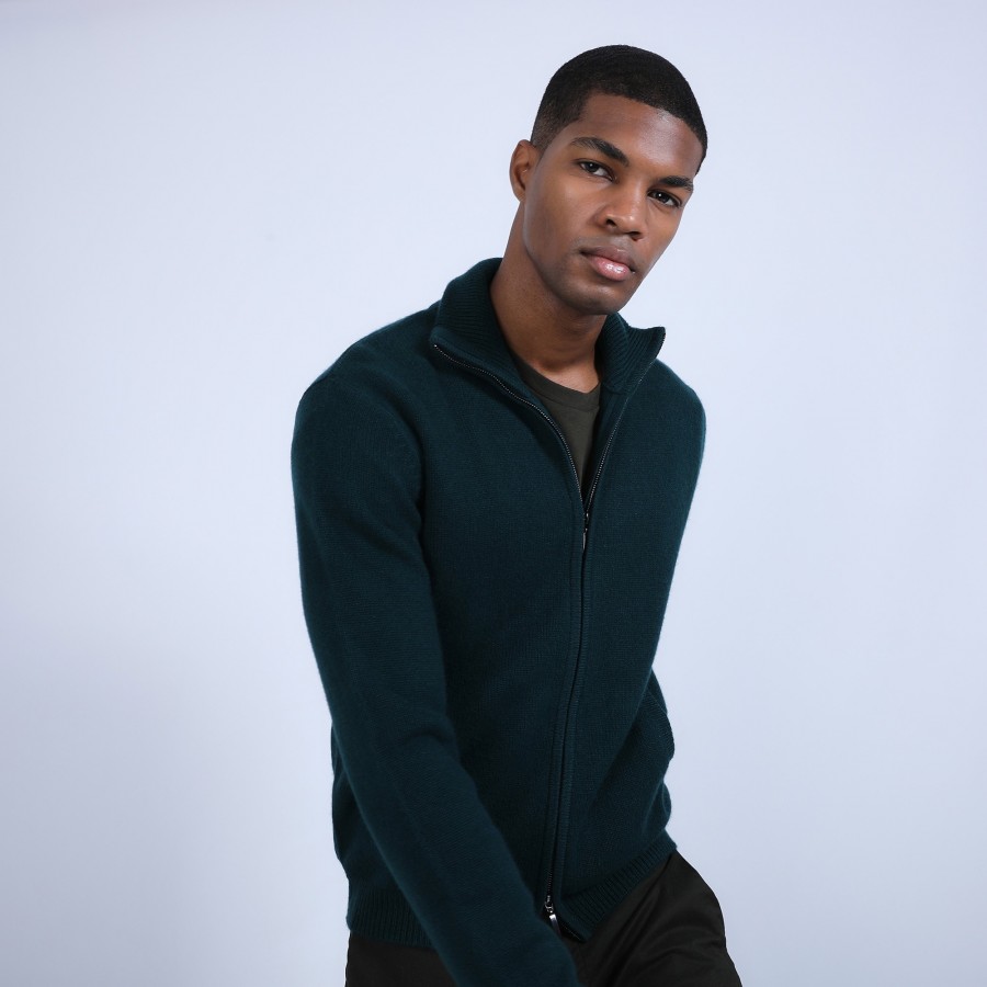 Zipped cardigan made of 4-ply cashmere - Balthazar