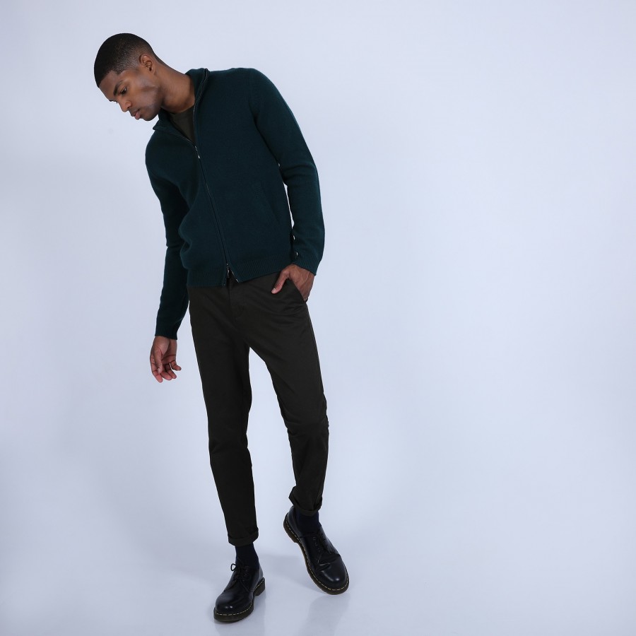 Zipped cardigan made of 4-ply cashmere - Balthazar