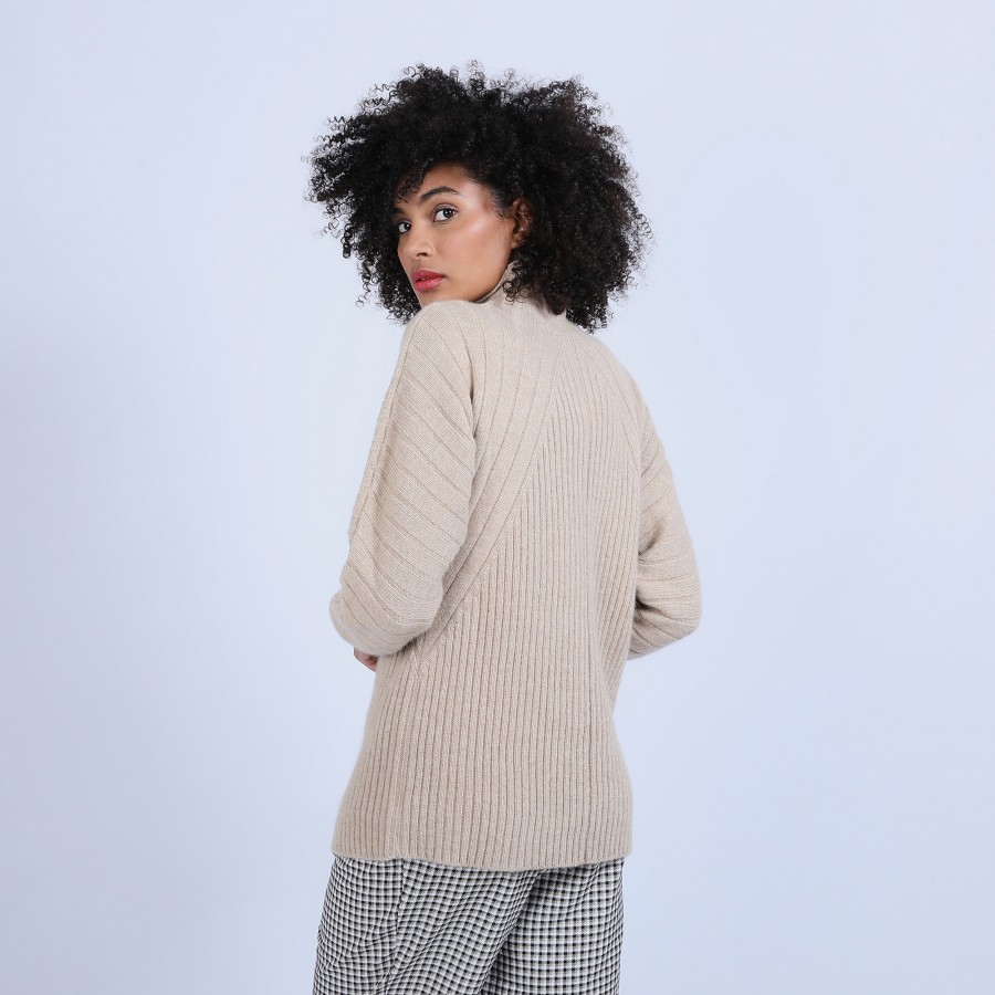 High neck sweater in wool and alpaca - Sylia