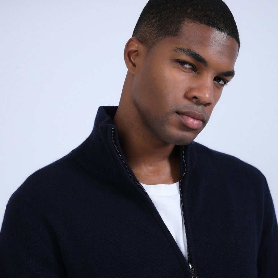 Zipped cardigan made of 4-ply cashmere - Balthazar