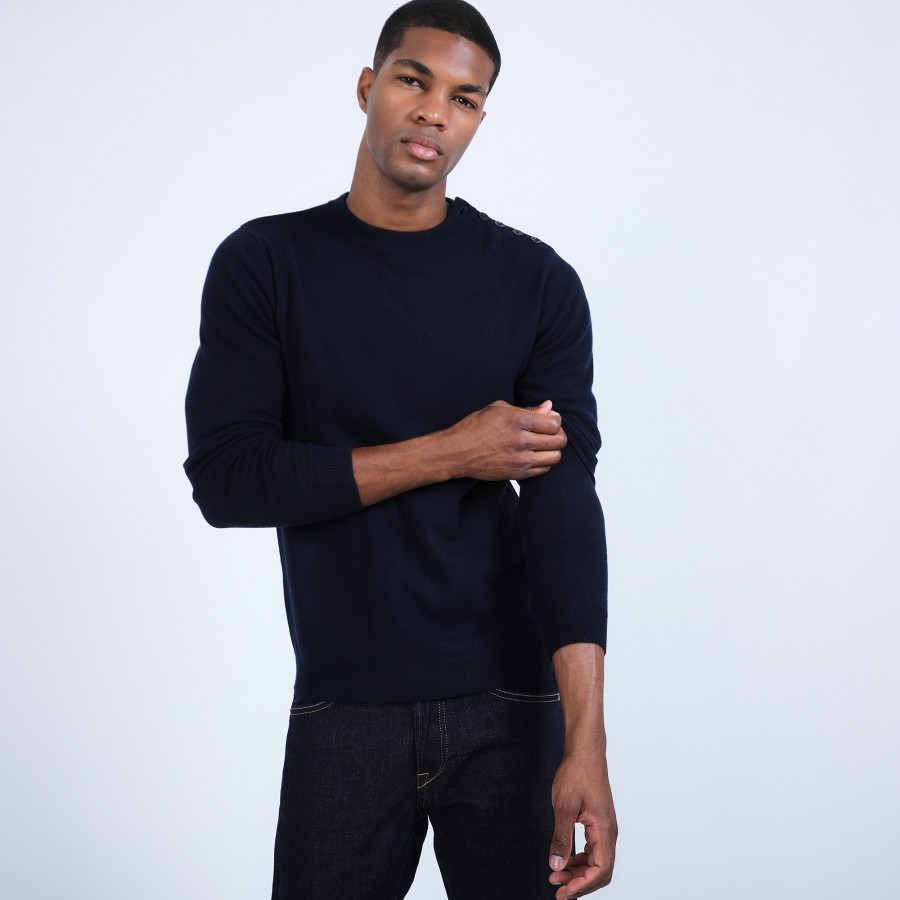 Button shoulder 4-ply cashmere jumper - Bonifas
