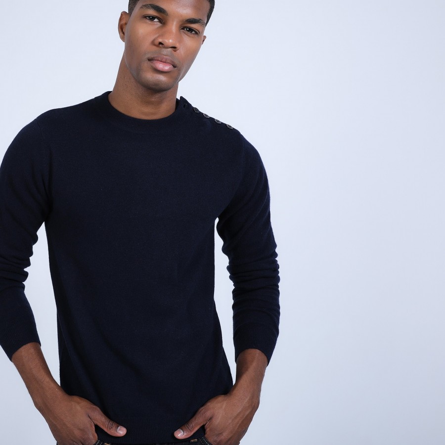 Button shoulder 4-ply cashmere jumper - Bonifas