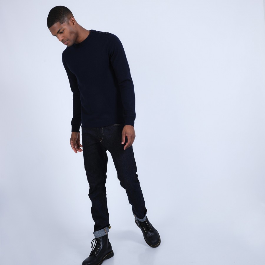 Button shoulder 4-ply cashmere jumper - Bonifas