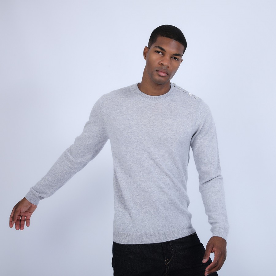 Button shoulder 4-ply cashmere jumper - Bonifas