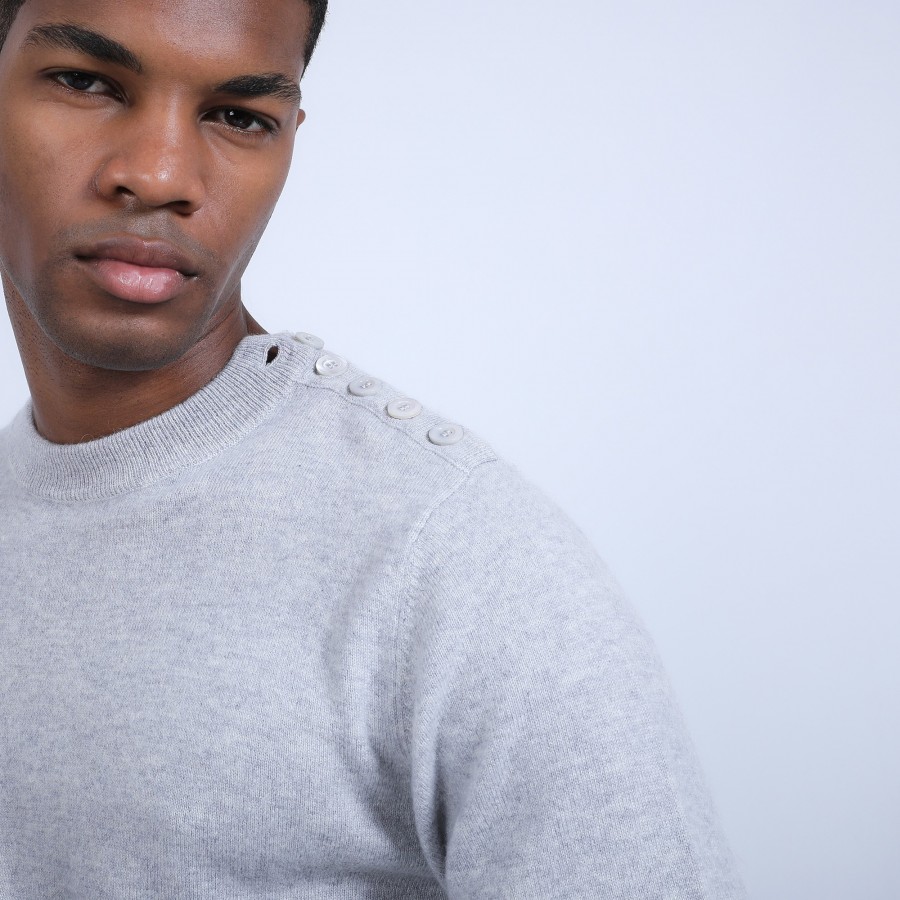 Button shoulder 4-ply cashmere jumper - Bonifas