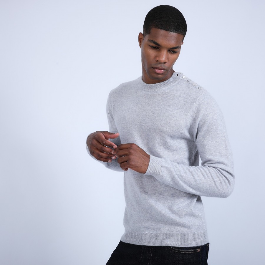Button shoulder 4-ply cashmere jumper - Bonifas