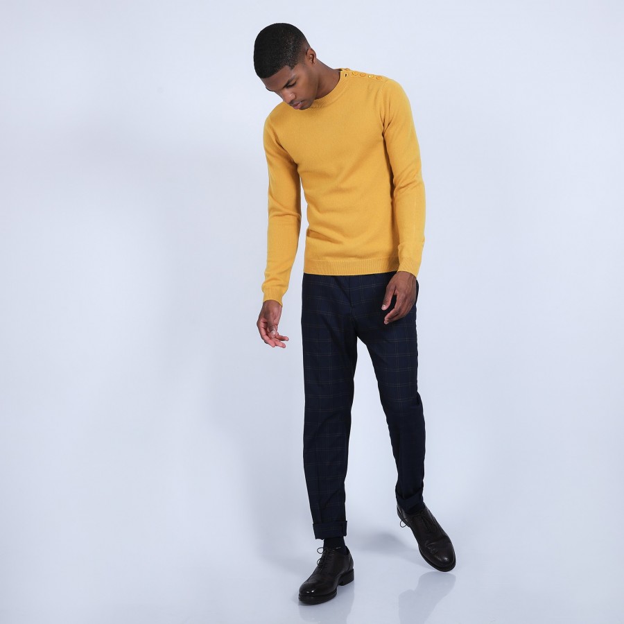 Button shoulder 4-ply cashmere jumper - Bonifas