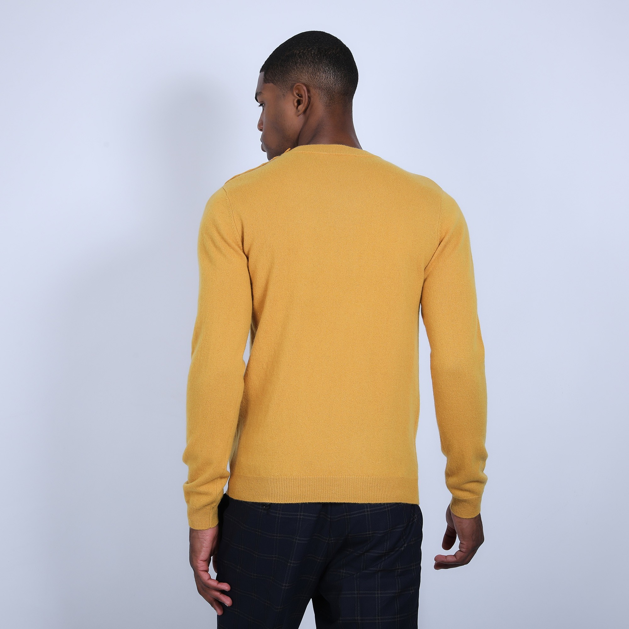 Pull cachemire 4 fils boutons épaules - Bonifas 6660 cannelle - 89 moutarde