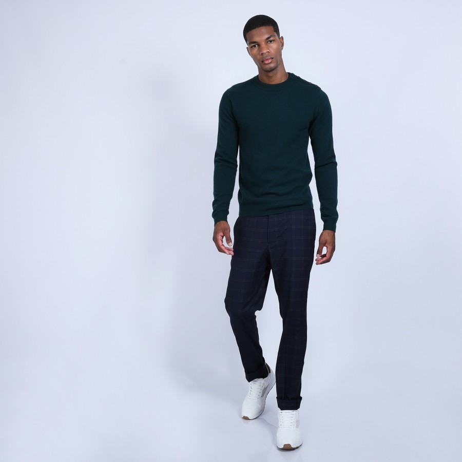 Button shoulder 4-ply cashmere jumper - Bonifas