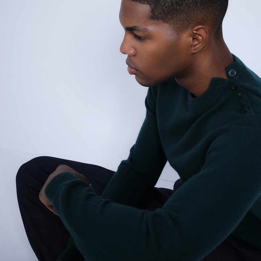 Button shoulder 4-ply cashmere jumper - Bonifas