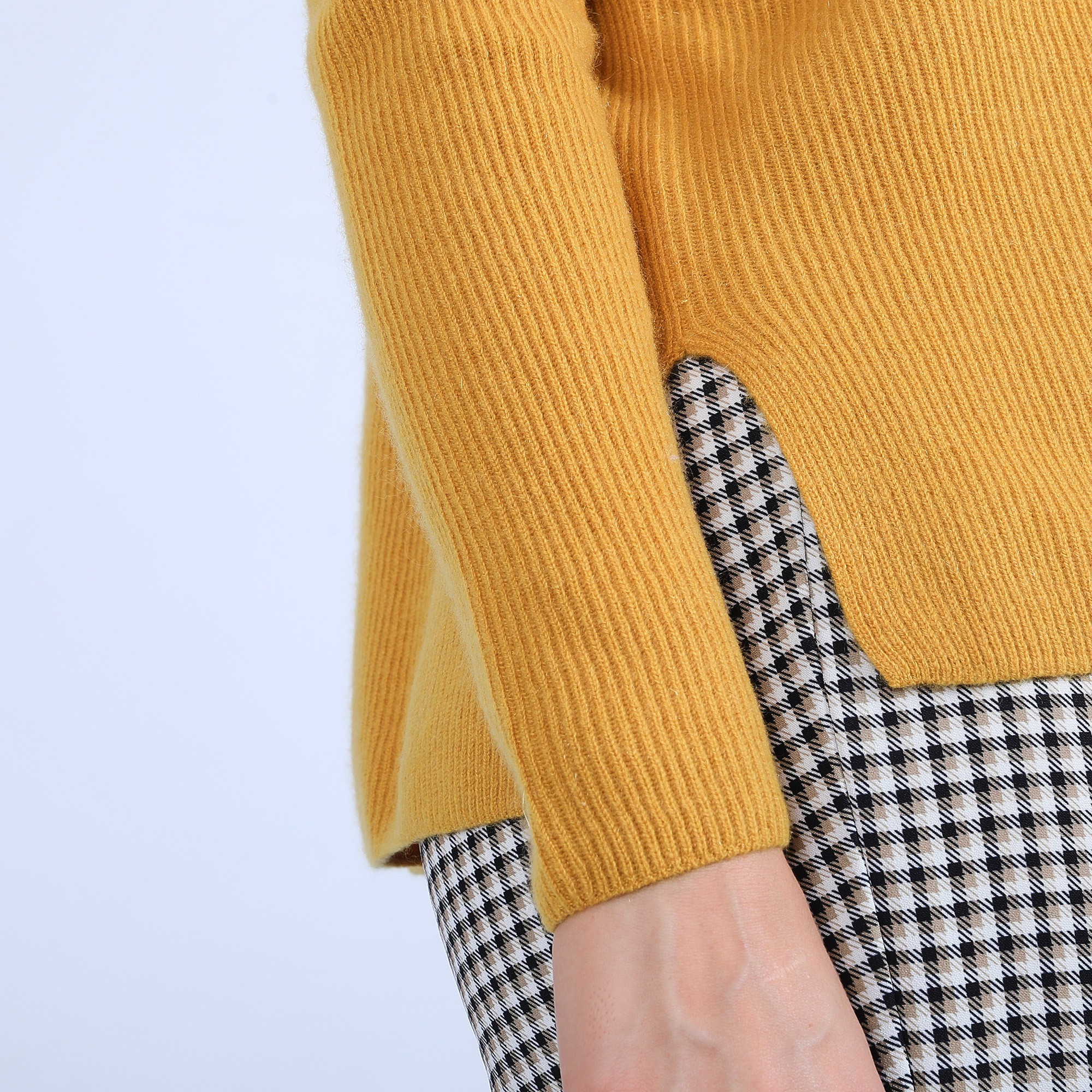 Pull col rond boutons arrière - Becky 6660 cannelle - 89 Moutarde