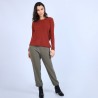 Pull col rond boutons arrière - Becky 6682 tomette - 46 Marron clair