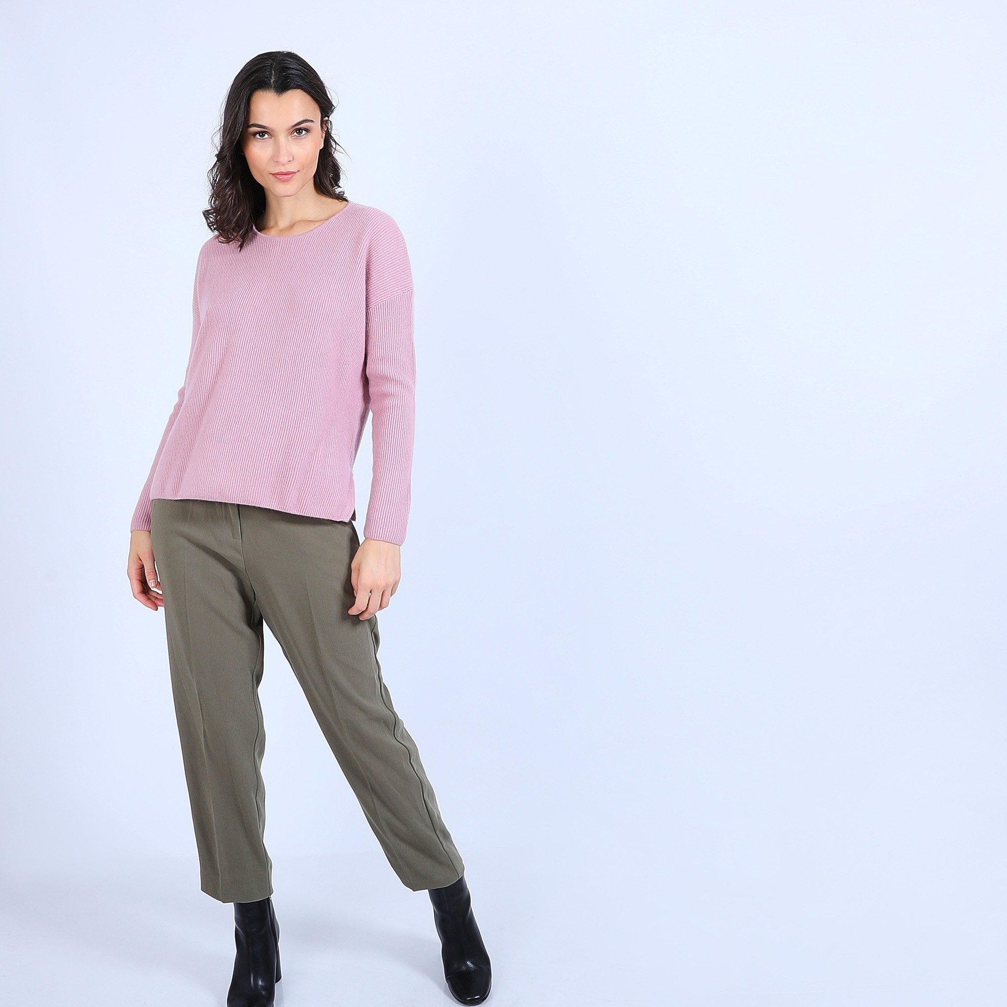 Pull col rond boutons arrière - Becky 6683 buvard - 25 Rose moyen