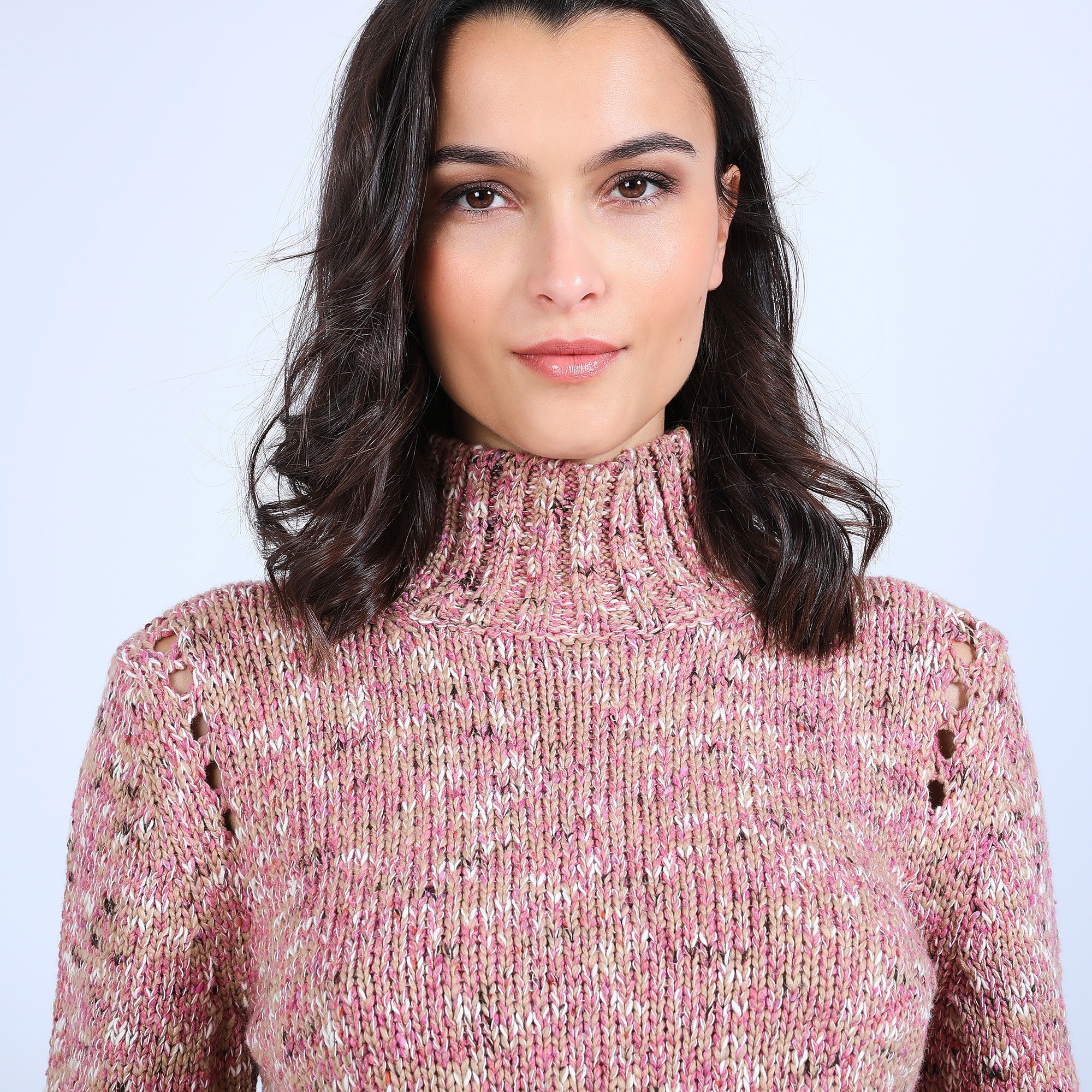 Pull col roulé chiné - Papyrus