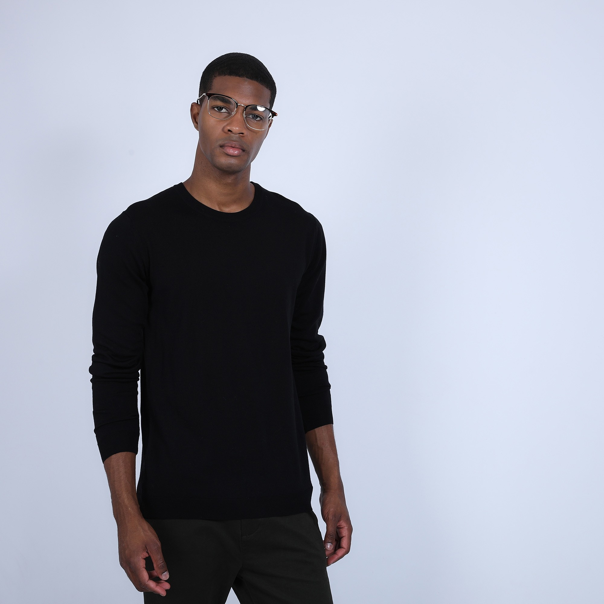 Pull col rond en laine et soie - Barsam