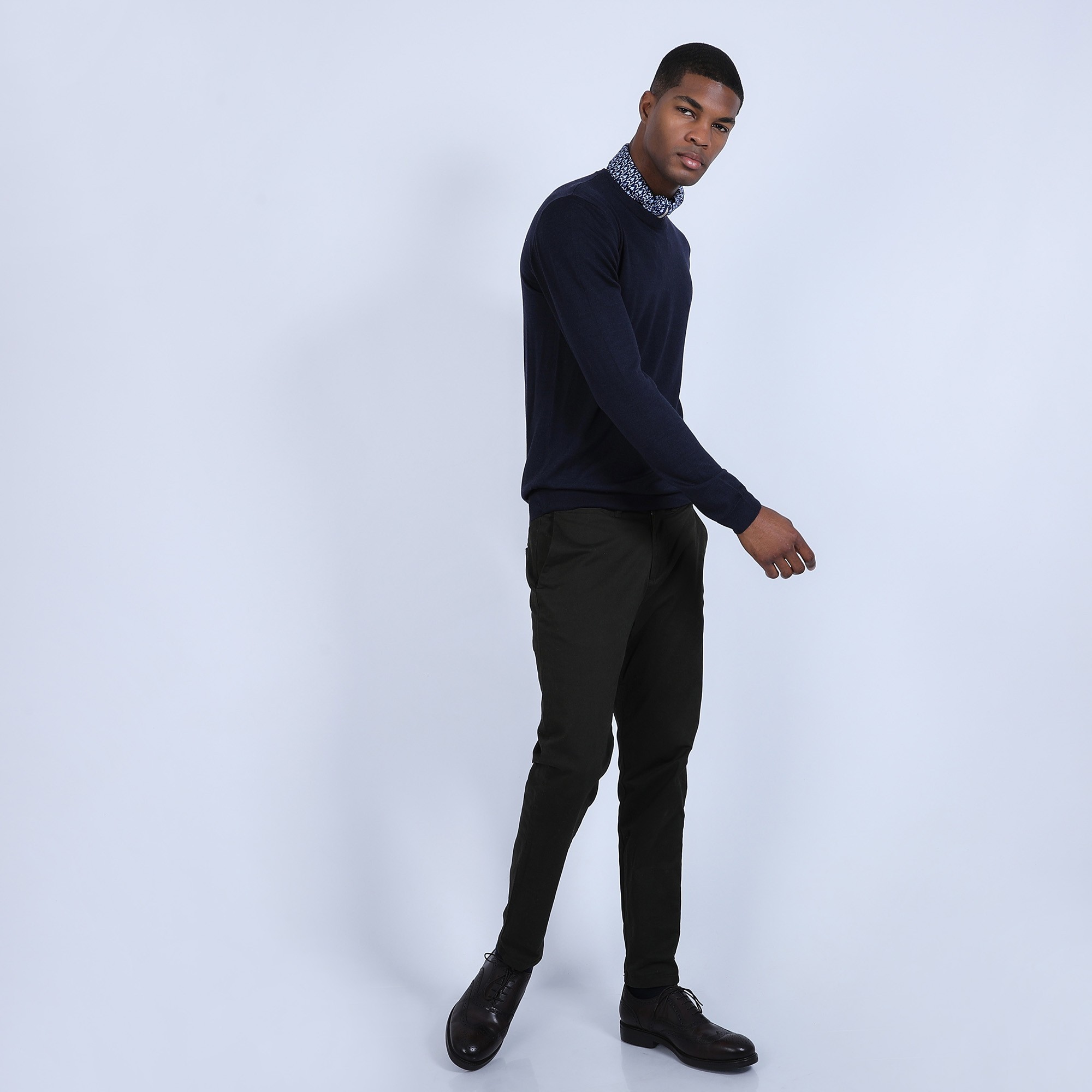 Pull col rond en laine et soie - Barsam