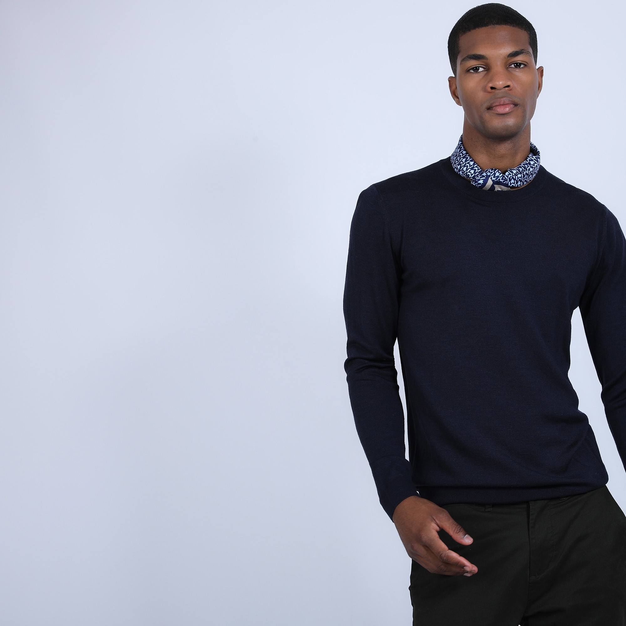 Pull col rond en laine et soie - Barsam