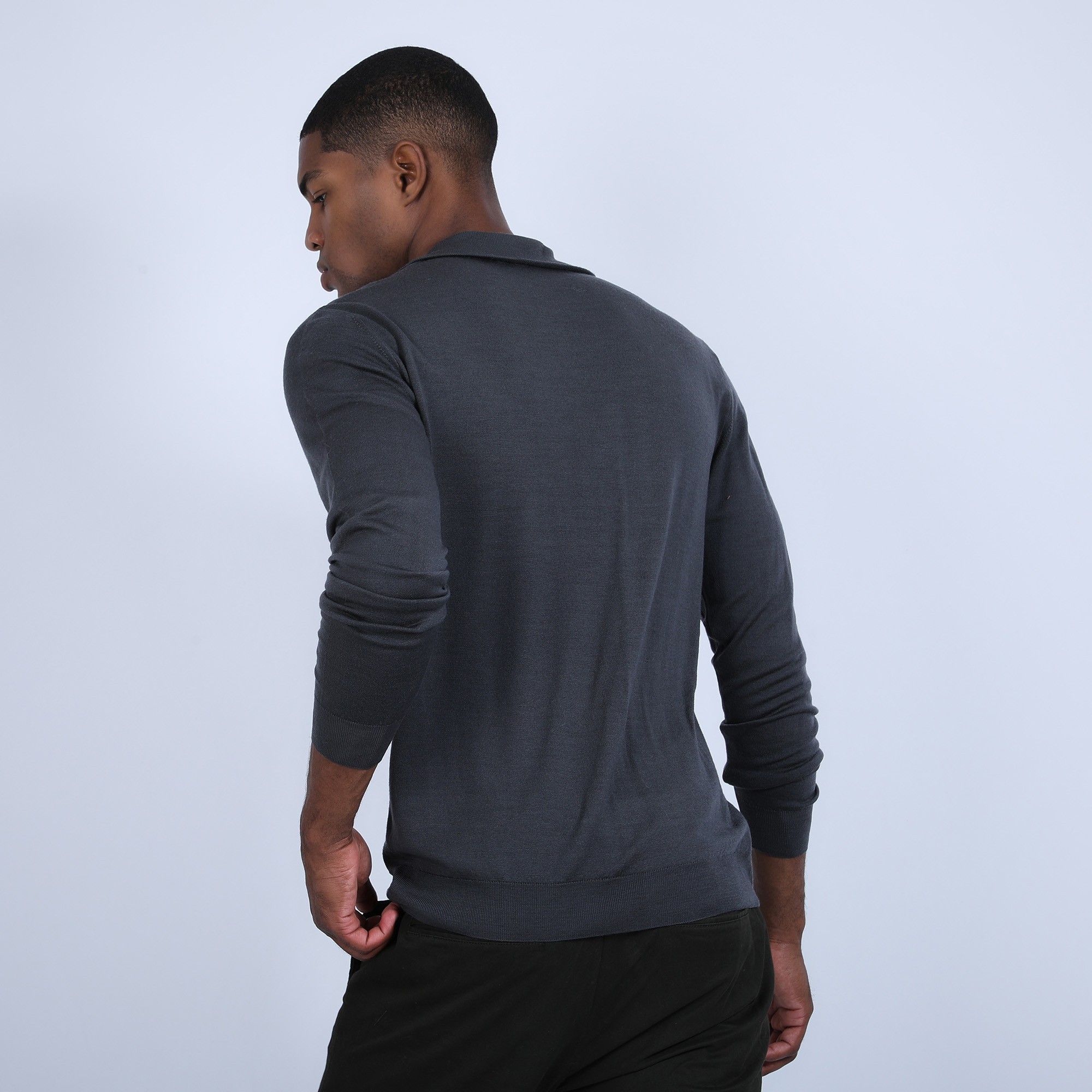 Gilet zippé en laine mérinos - Bastian 6611 gris anthracite - 10 Gris foncé