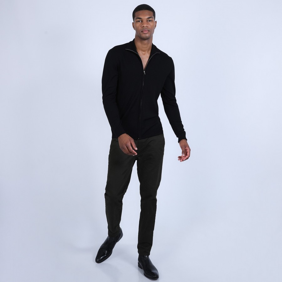 Zipped merino wool cardigan - Estian