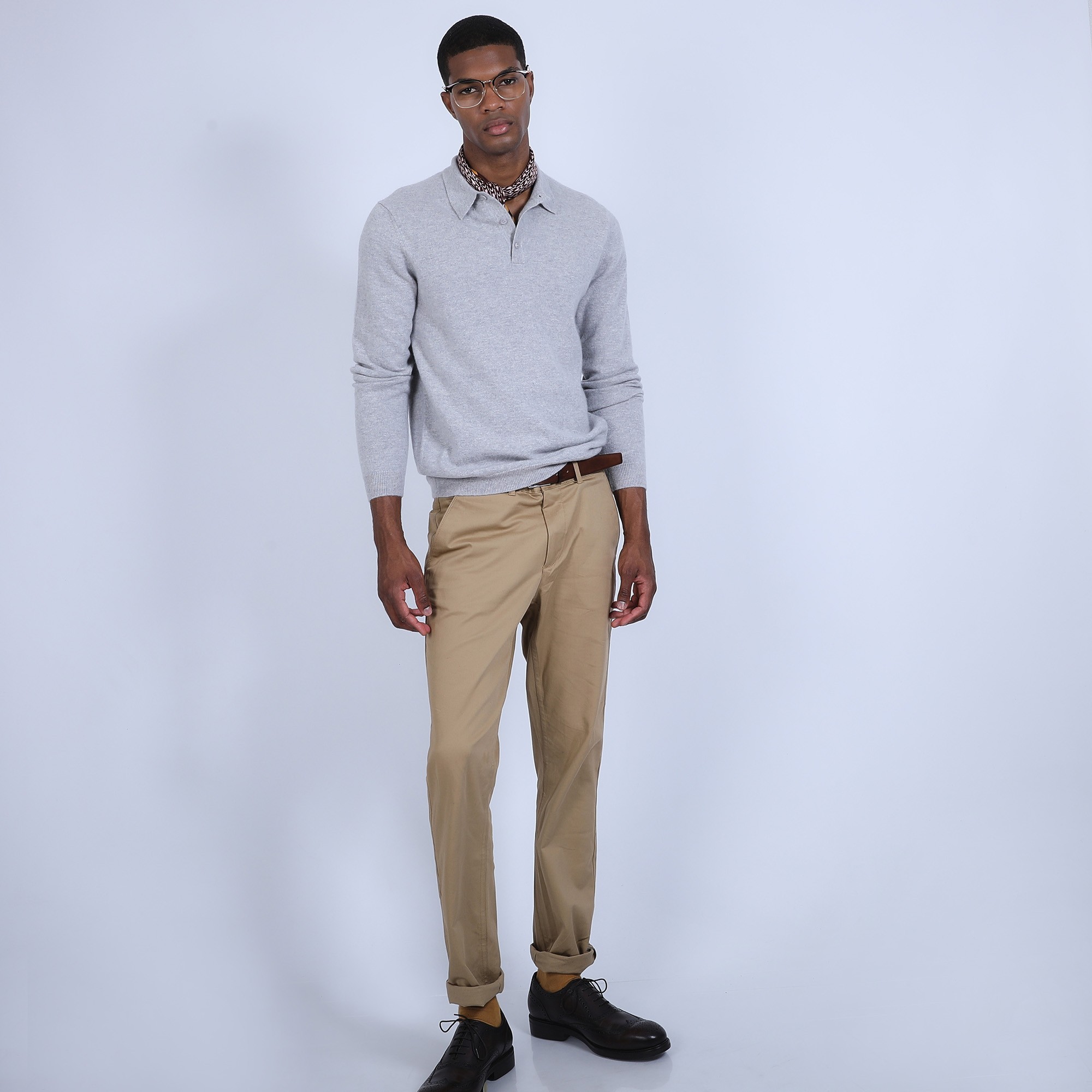 Pull col polo en cachemire - Billy 6612 gris clair - 11 Gris clair