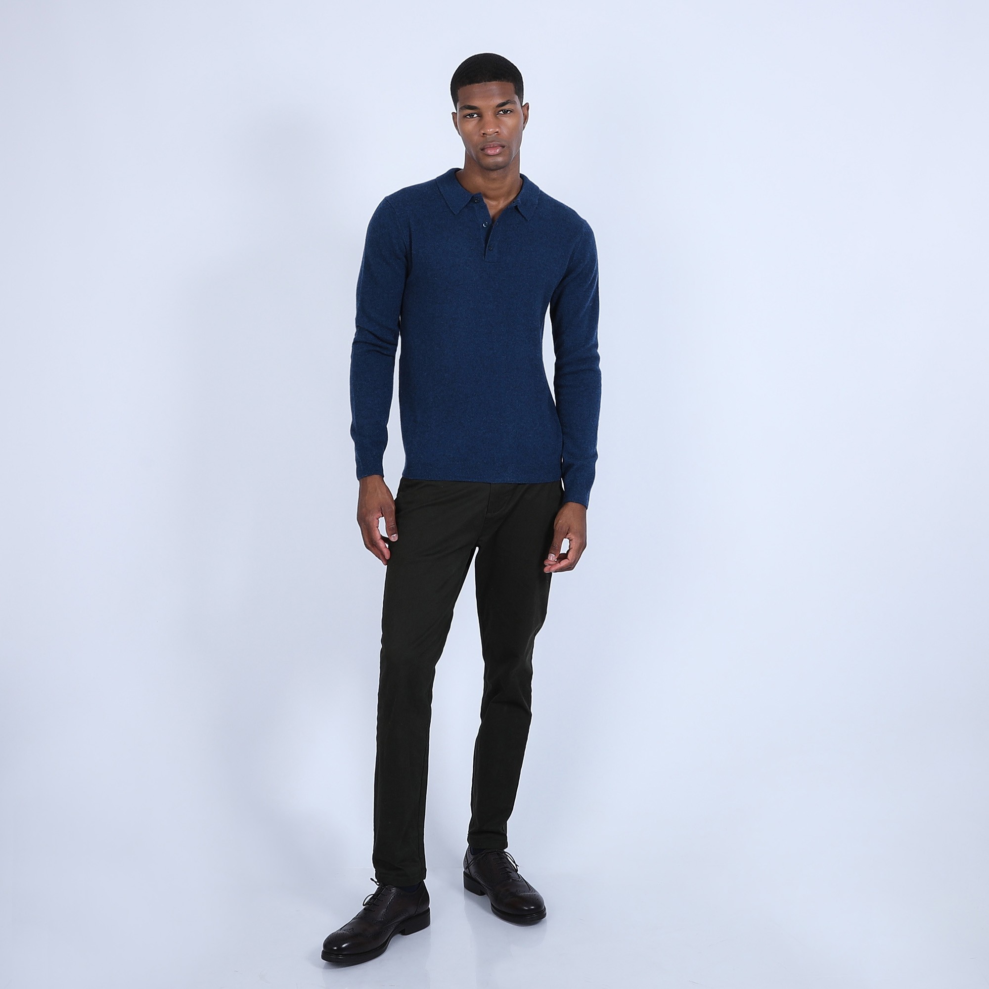 Pull col polo en cachemire - Billy 6641 crique - 03 Bleu foncé