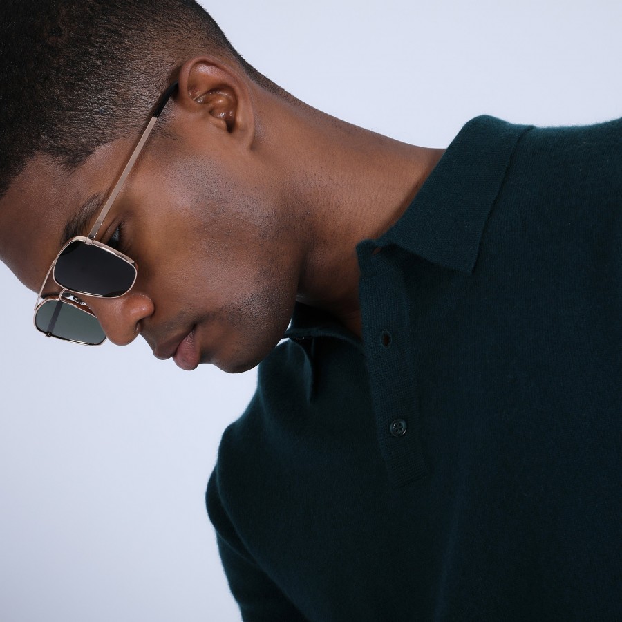 Jumper with polo collar in cashmere - Emerson