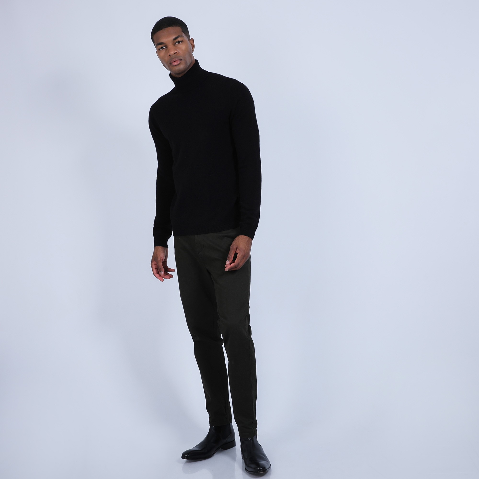 Pull col roulé en cachemire - Bruno 6610 noir - 01 Noir