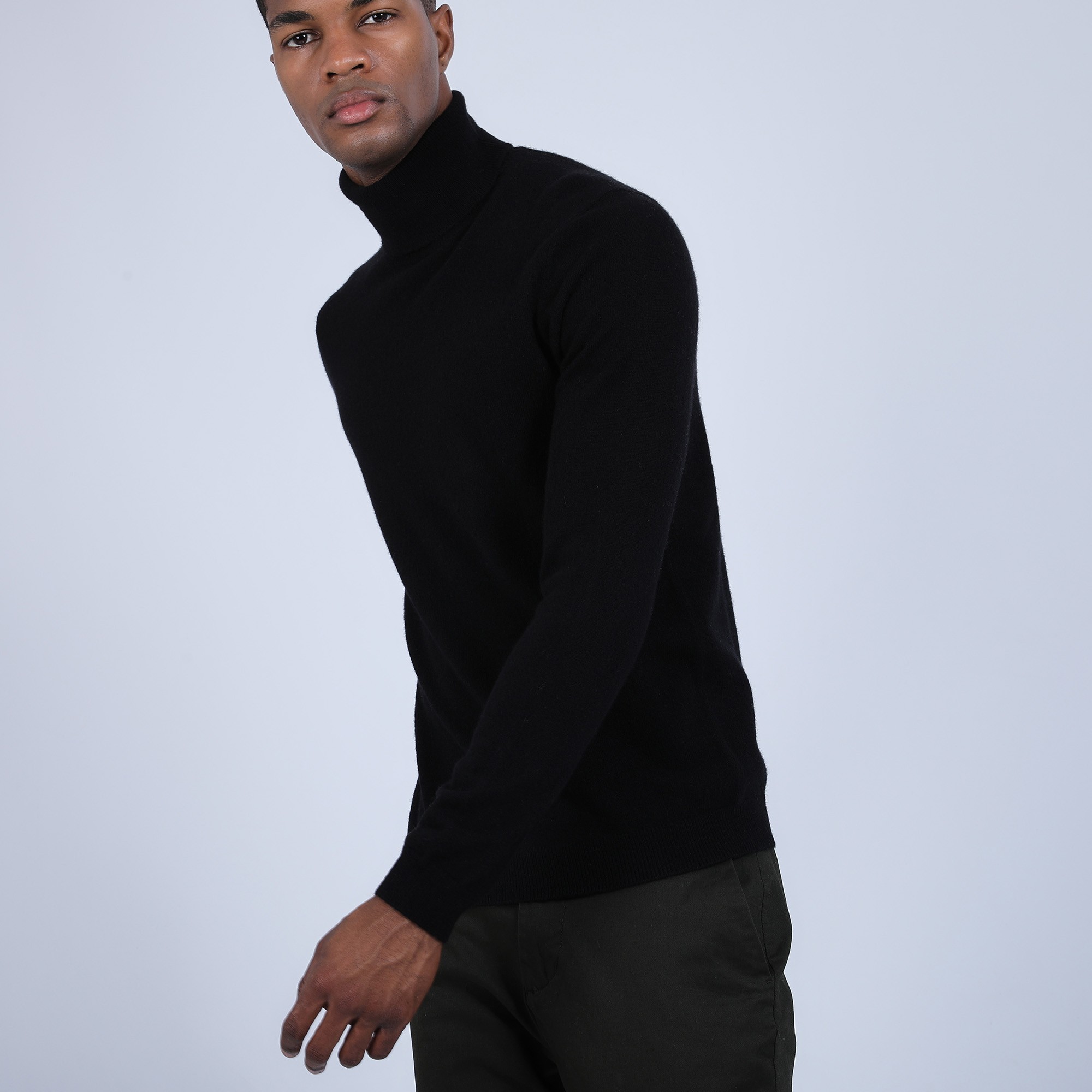 Pull col roulé en cachemire - Bruno 6610 noir - 01 Noir