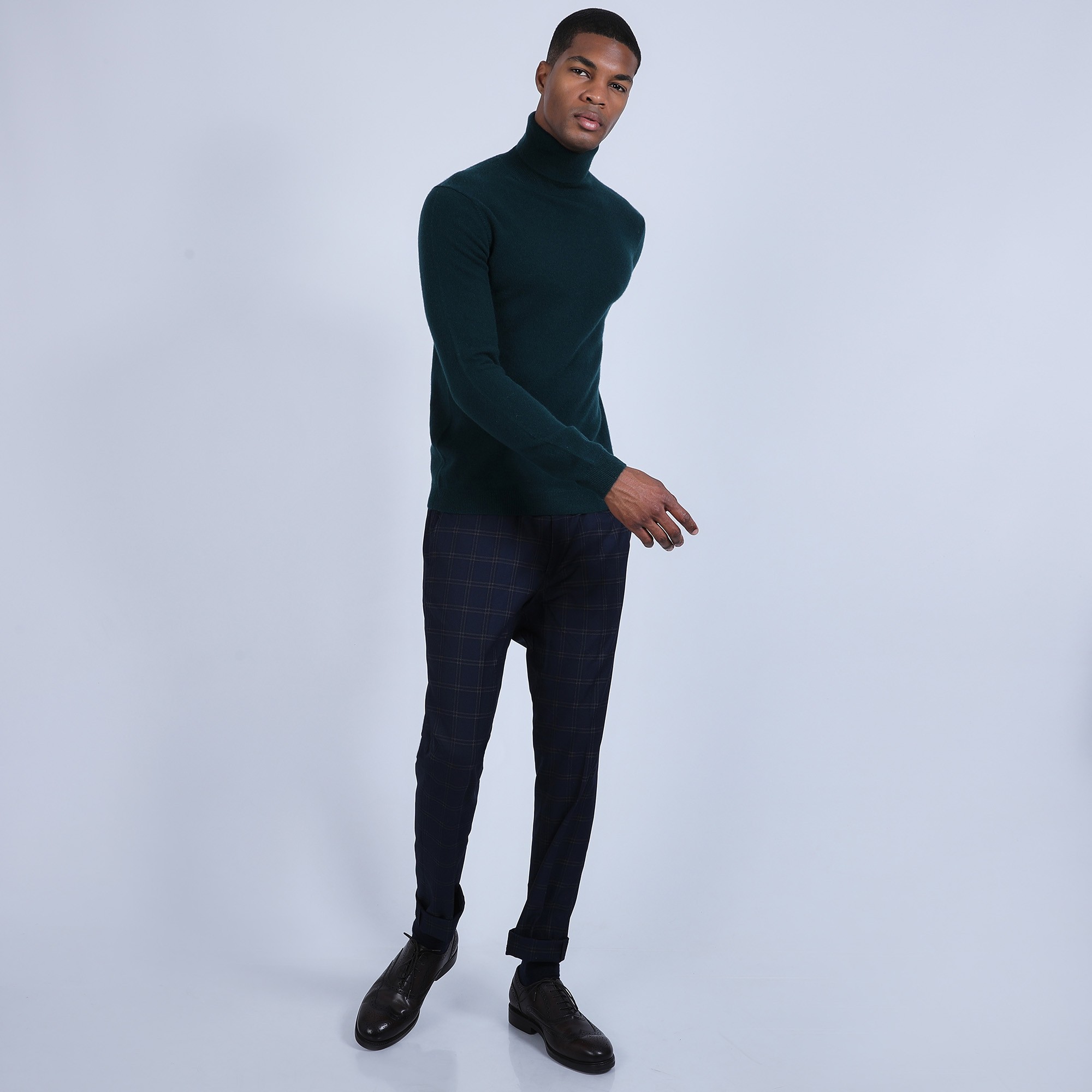 Pull col roulé en cachemire - Bruno 6642 emeraude - 21 Vert foncé
