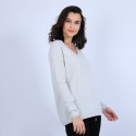 Pull col V en cachemire - Olga 6612 GRIS CLAIR - 11 gris clair