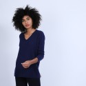 Pull col V en cachemire - Olga 6646 indigo - 75 bleu nuit