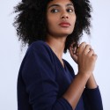 Pull col V en cachemire - Olga 6646 indigo - 75 bleu nuit