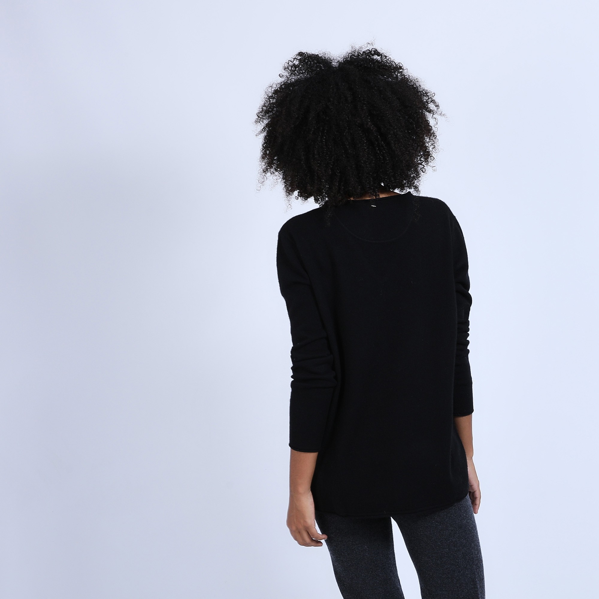 Pull col V en cachemire - Olga 6610 noir - 01 noir