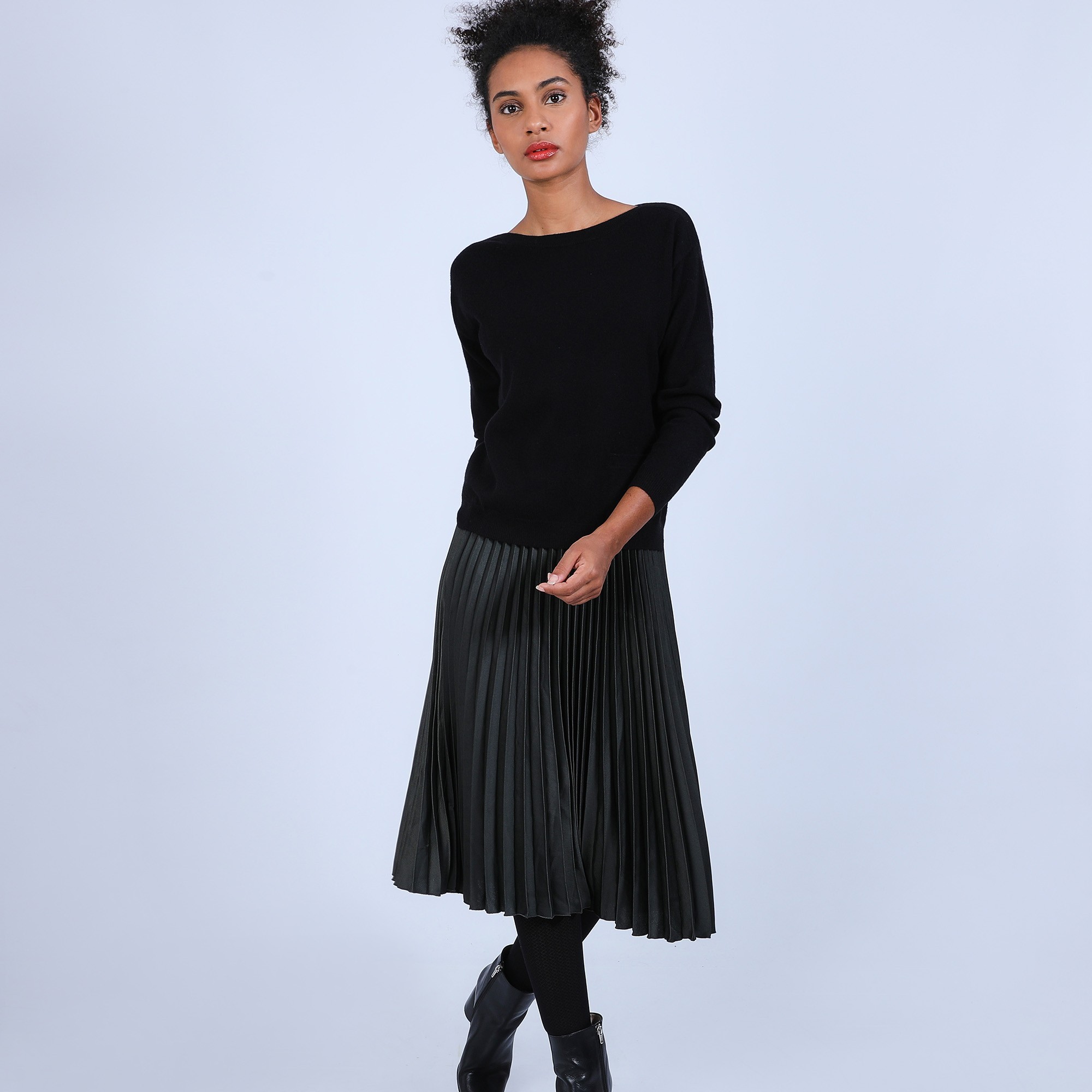 Pull col bateau en cachemire - Bal 6610 noir - 01 Noir