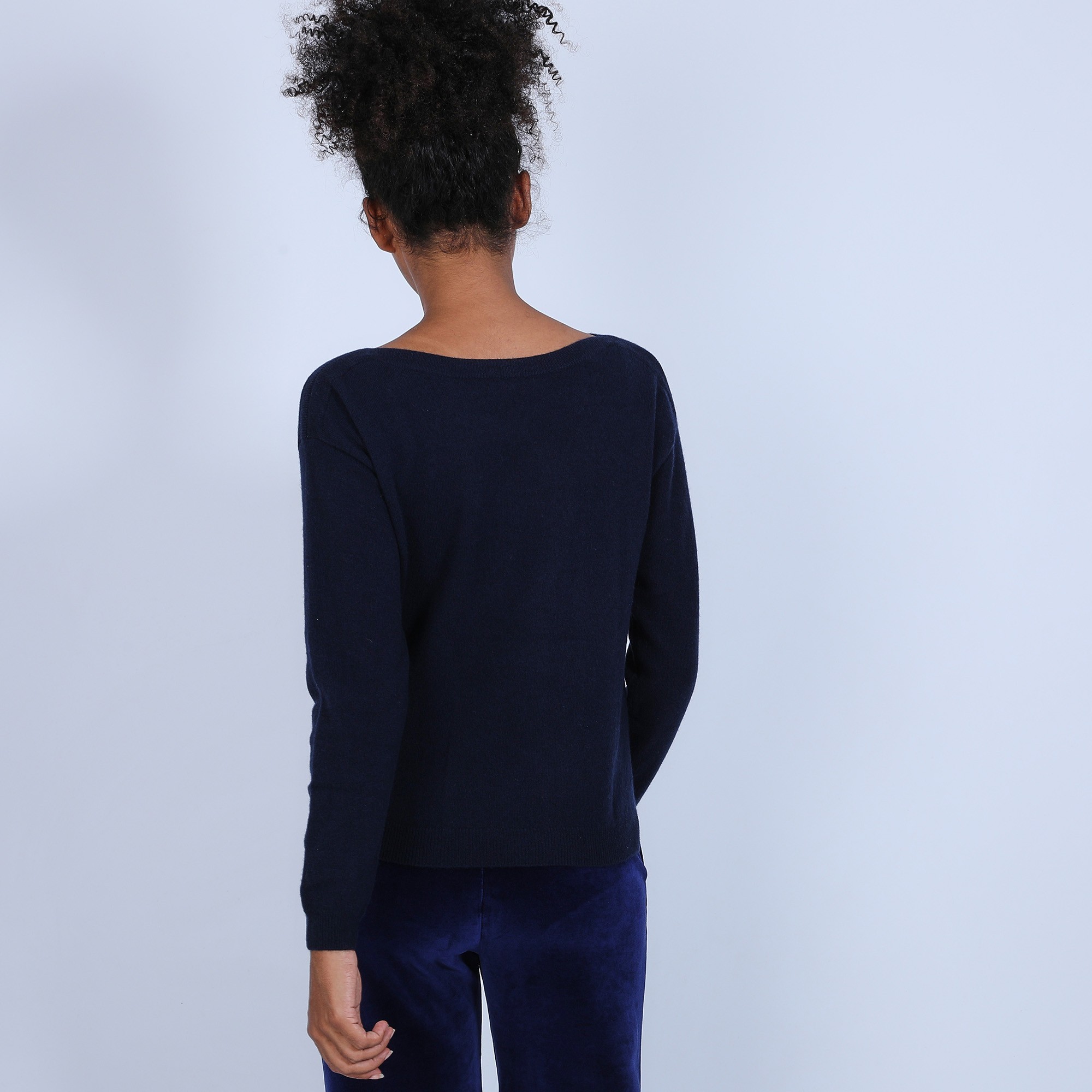 Pull col bateau en cachemire - Bal 6640 marine - 05 Bleu marine